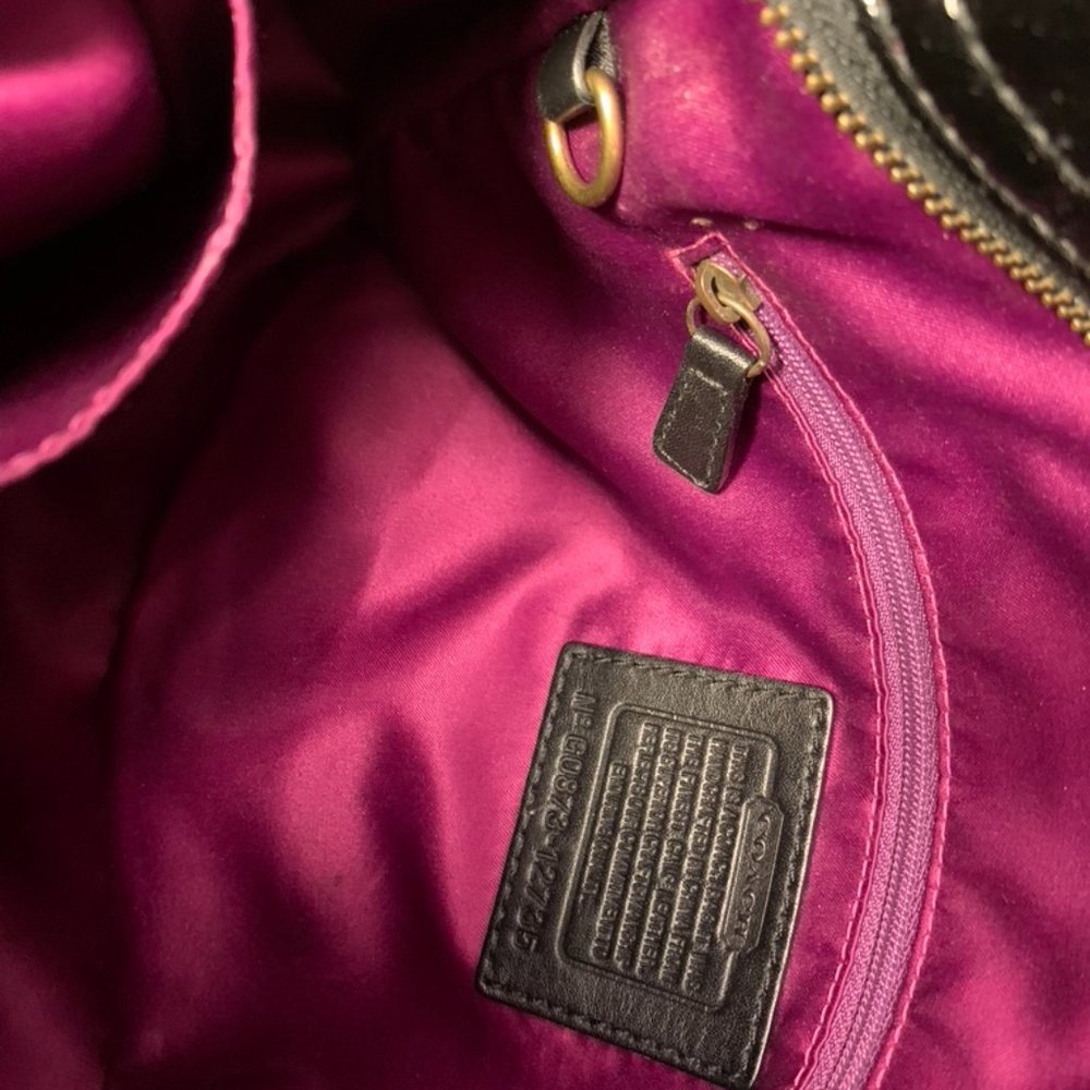 Coach Zoe Patent Leather Hobo Shoulder Bag--Black - Picture 15 of 16